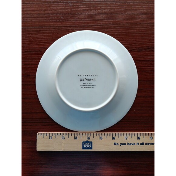 Pottery Barn PRANCER Reindeer Salad Dessert Plate 8” Christmas Silver Rimmed EUC - Picture 5 of 5